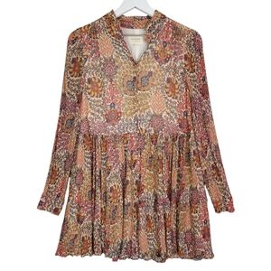 Sezane Print Long Sleeve Mini Dress